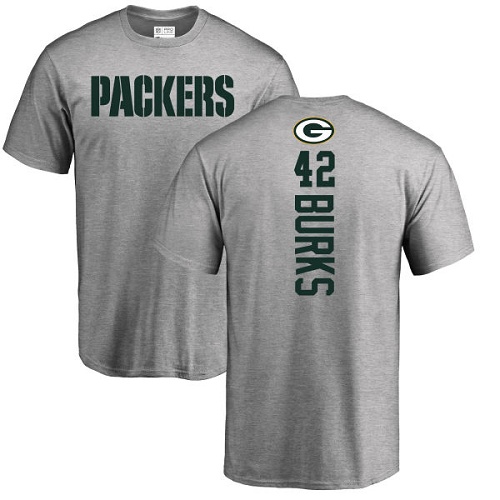 Men Green Bay Packers Ash #42 Burks Oren Backer Nike NFL T Shirt->nfl t-shirts->Sports Accessory